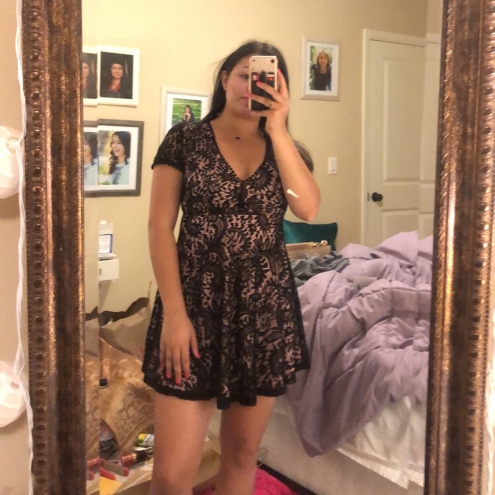 Black/ nude skater/ A line dress